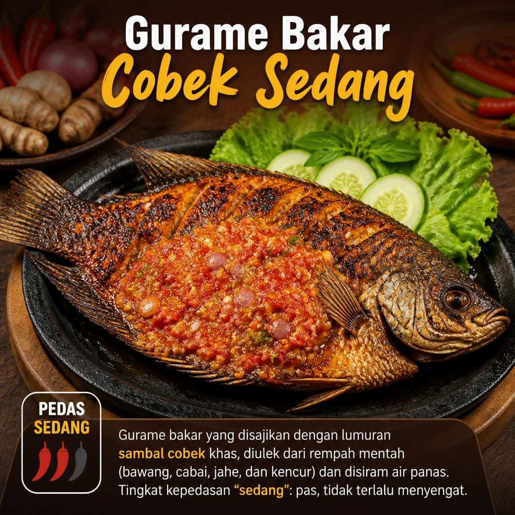 Gurame Bakar Cobek Sedang di RM Bumi Aki